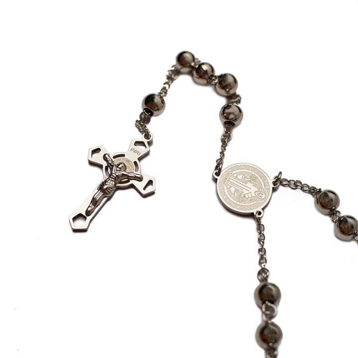Kalung Rosario Titanium 8mm Harces Santo Benediktus kalung besi putih kalung titanium rosario warna 