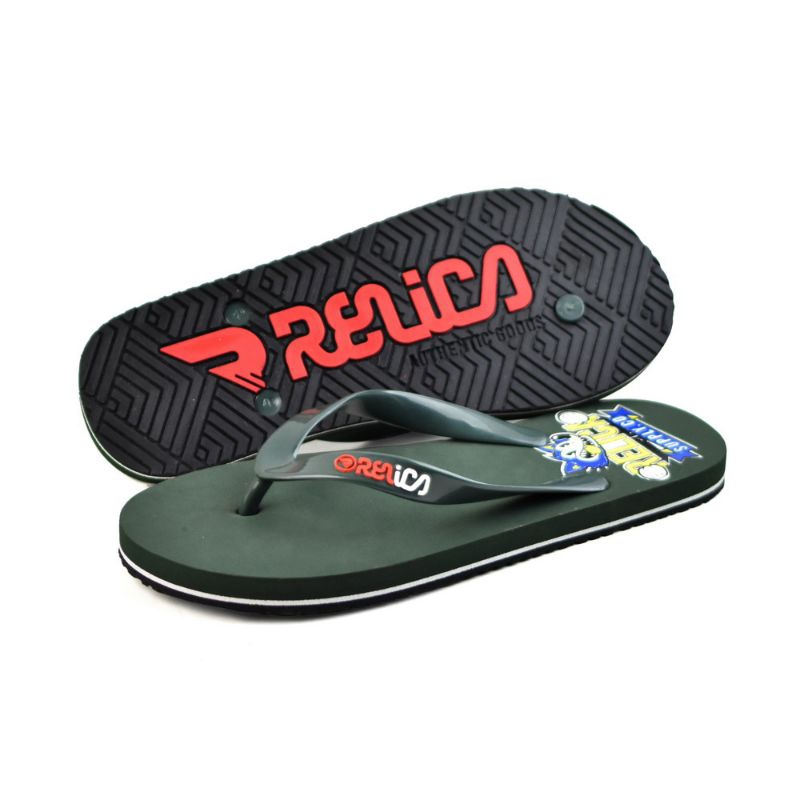 Sandal Pria-Sandal jepit Distro RELICA Hijau Wolf