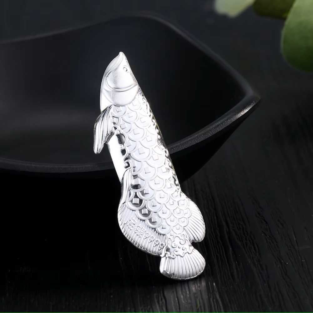 Pajangan Ikan Arwana Silver Untuk Seduh Rebus Daun Teh dan Penyimpanan Teh - Silver Arowana Fish Ste