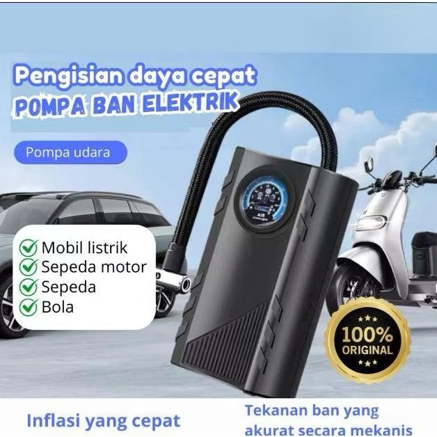 < SJA > Charger Pump Pompa Ban motor dan mobil electric portable Pompa Ban Elektrik Mini / Pompa Ban
