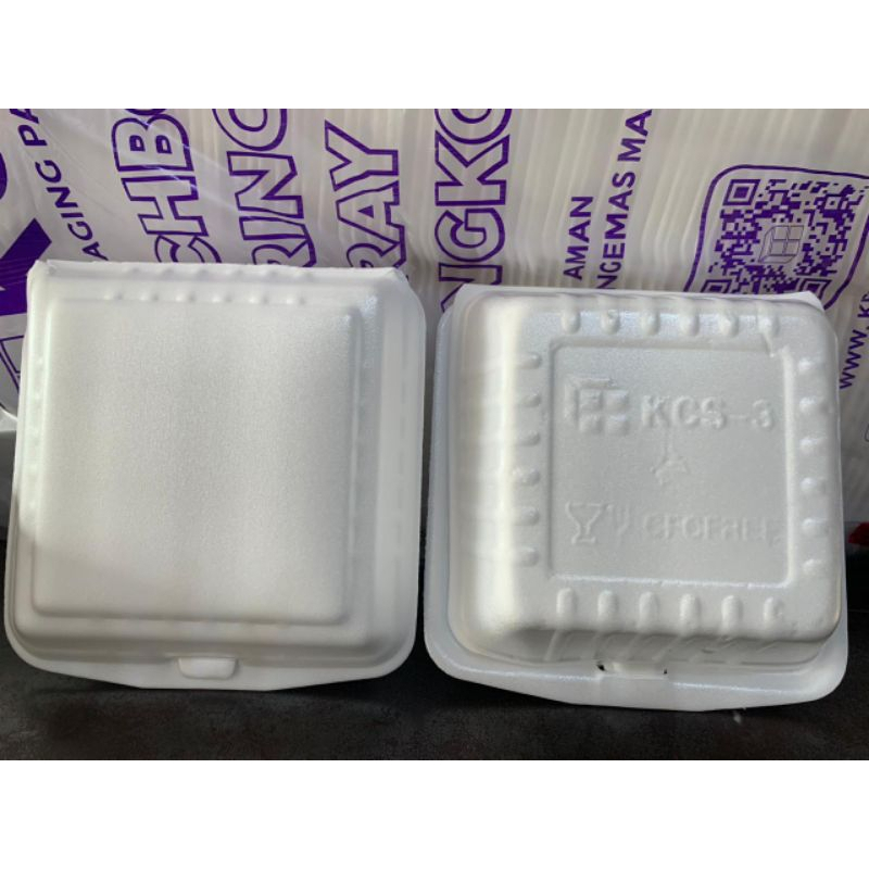 Styrofoam / Sterefoam / Foam KCS 3 Polos (Nasi Ayam) isi (100 Pcs) - Khusus Instant