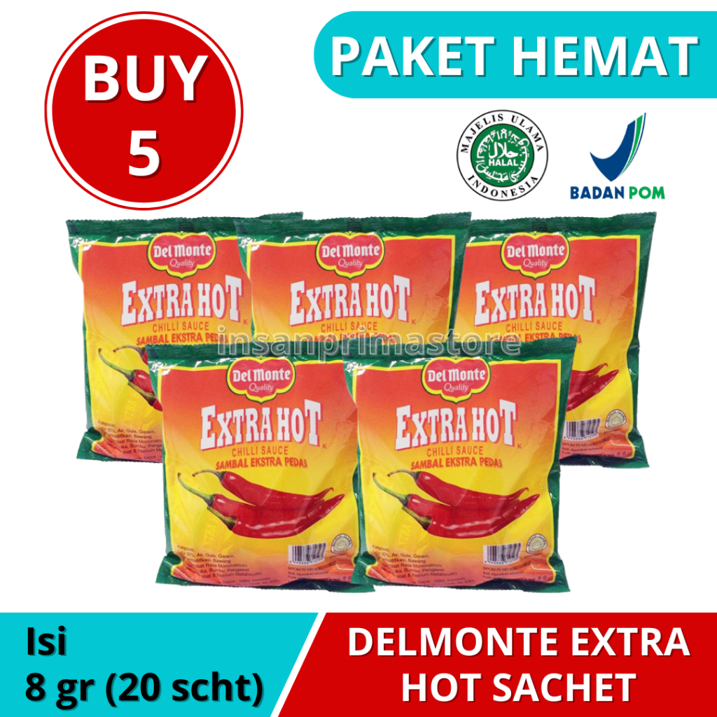 

[ 5 Pack ] DELMONTE Extra Hot Sachet 8 gr x 24 sachet ( 5X )