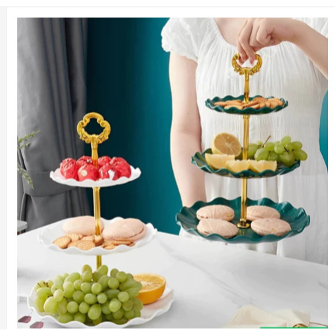 Rak Tingkat 3 Susun Tempat Makan Kue Buah Cake Stand Food Display Plate Piring Rak Meja Pesta