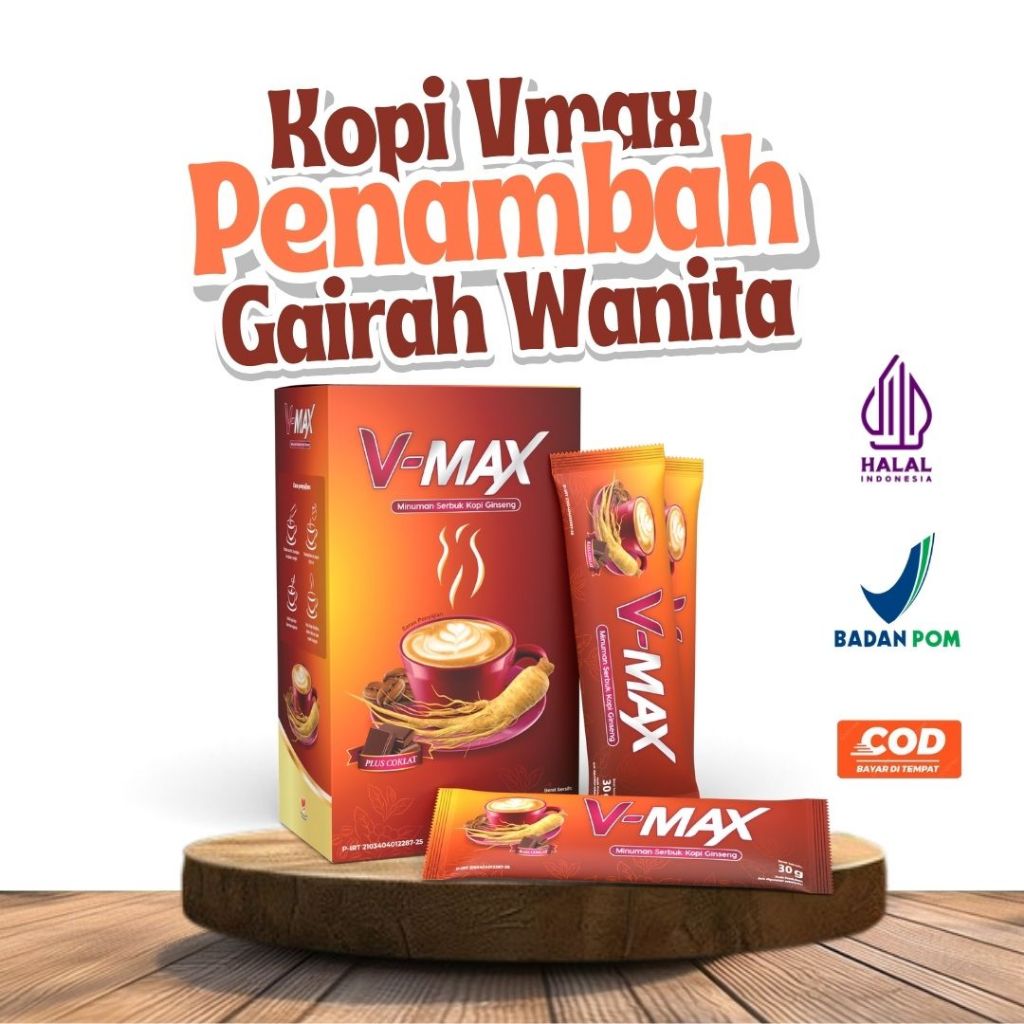 

Kopi Vmax Penambah Gairah Wanita Original BPOM Isi 1 Box 10 Sachet