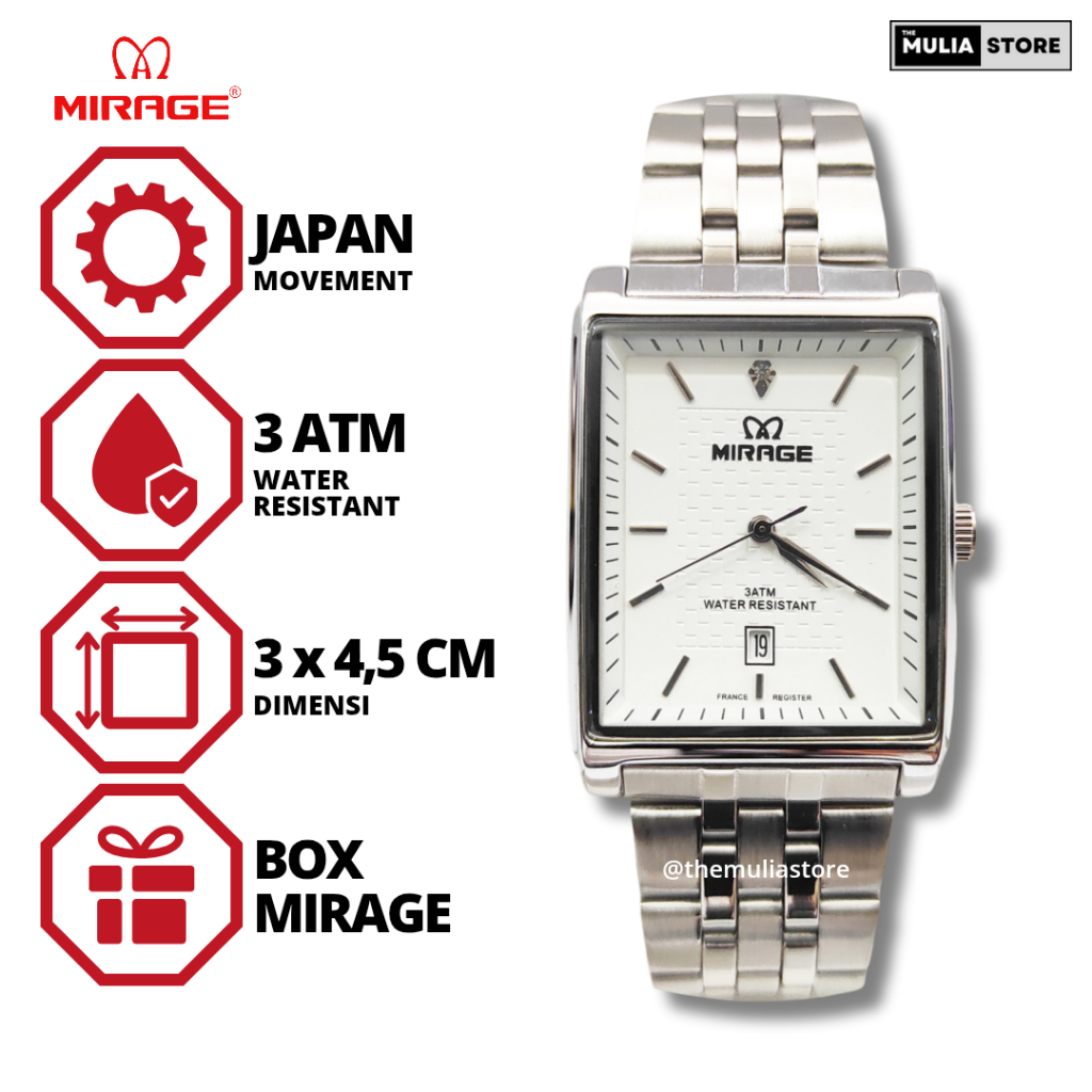 MIRAGE Jam Tangan Pria Mirage Original 8667 BSP M Tanggal Analog