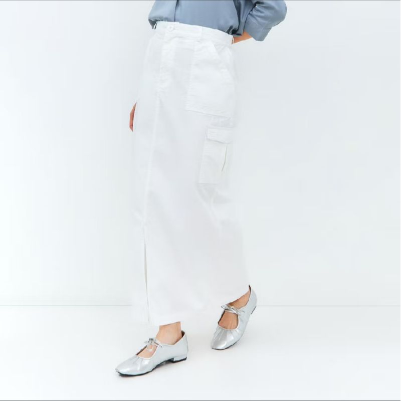 Erinna White Skirt - Geela, Rok Cargo Wanita