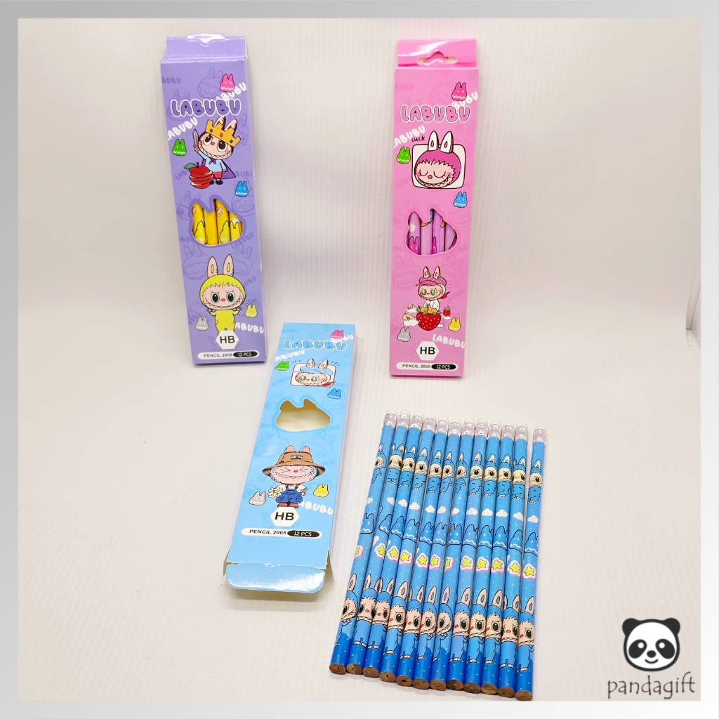 

(12 pcs) Pensil HB Karakter / Pencil Kayu HB Fancy Kartun Labubu Lucu - GG0492