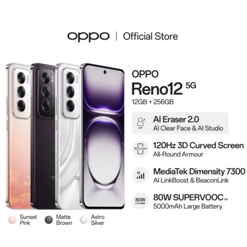 HP NEW OPPO RENO 12 5G RAM 12/256GB - GRS RESMI OPPO INDONESIA