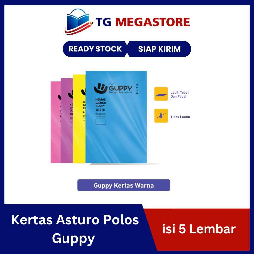 

Kertas Asturo Polos Guppy 1 sisi - isi 5 lembar
