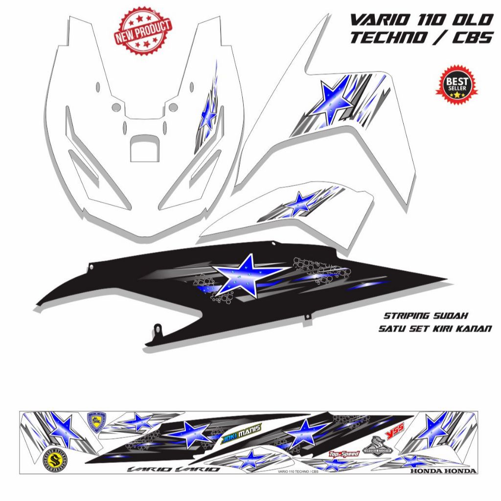 STRIPING VARIO 110 OLD TECHNO CBS / STIKER VARIO CBS TECHNO OLD 110