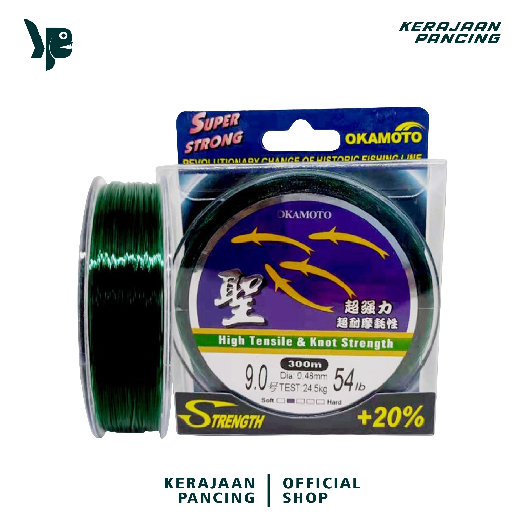 KERAJAAN PANCING - Senar Pancing Okamoto Panjang 300Meter Warna Hijau Nilon Senar Set Peralatan Panc