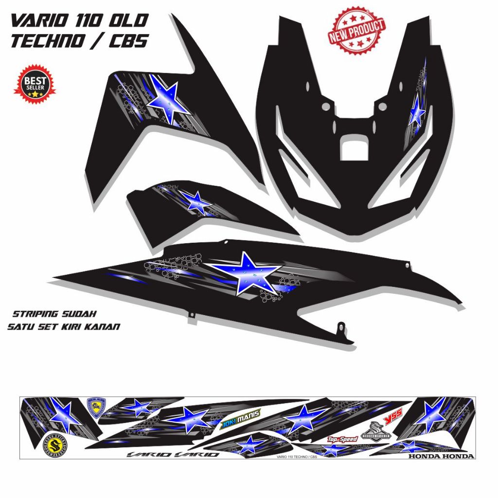 STRIPING VARIO 110 OLD TECHNO CBS / STIKER VARIO CBS TECHNO OLD 110 MOTIF