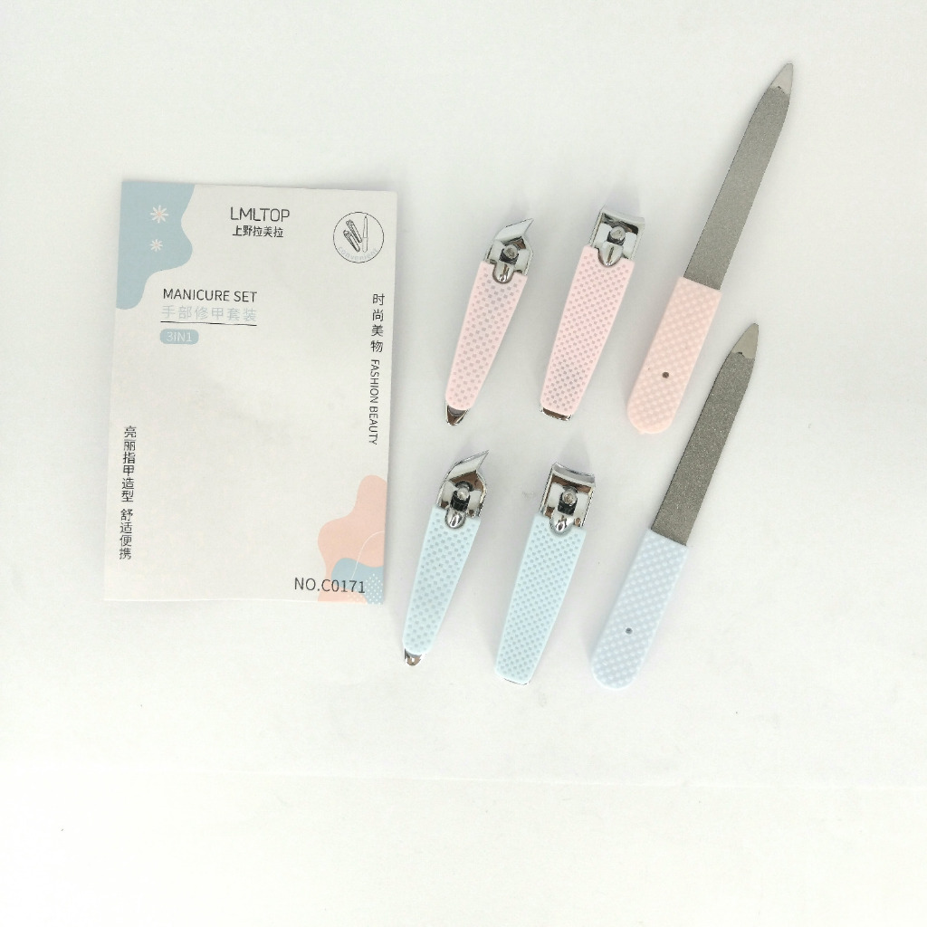 Gunting dan Kikir kuku 1 set isi 3 Manicure set Murah Tajam