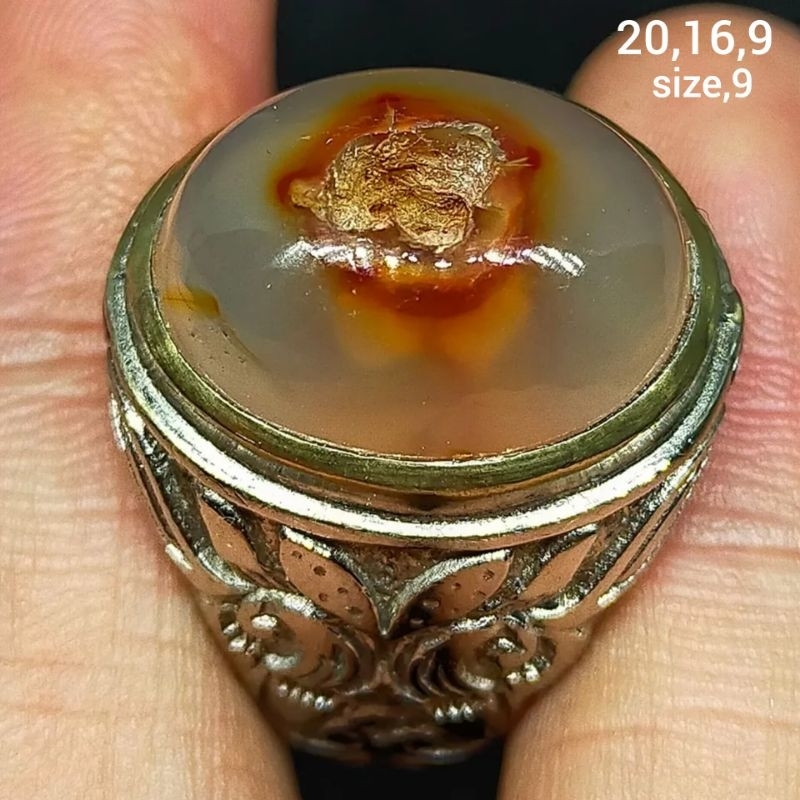 Cincin batu akik asli combong merah antik top hq Natural (asli alam)