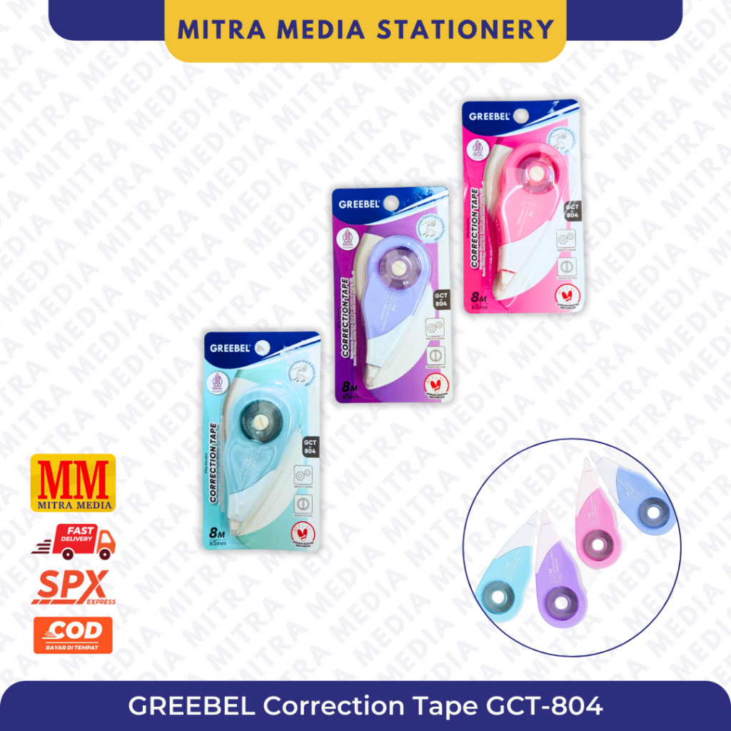 

GREEBEL Correction Tape GCT-804 Pastel Lucu / Tip-ex Kertas Roll, Tip X
