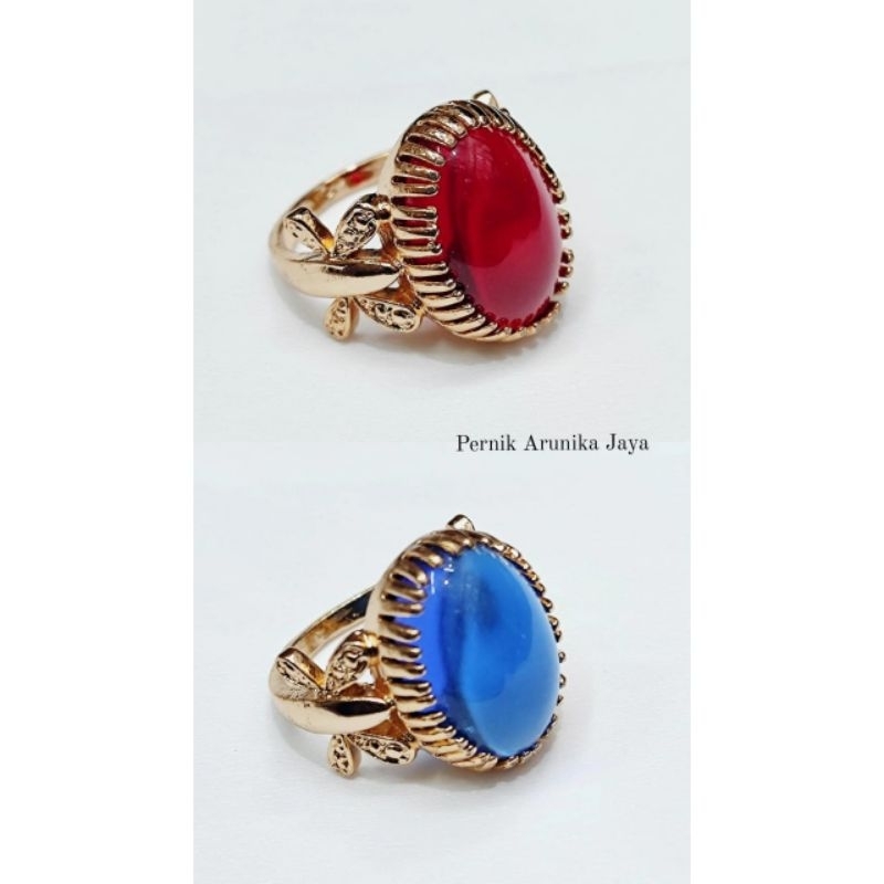 Cincin Xuping Wanita Model Motif Bunga Floral Batu Obsidian Dim 13mmx18mm