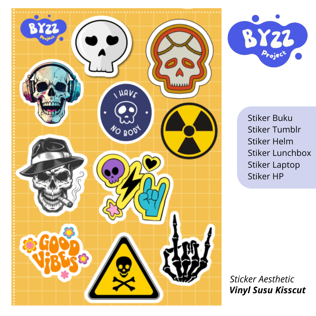 

BYZZ Stiker Aesthetic Vinyl Susu Kiscut Skull