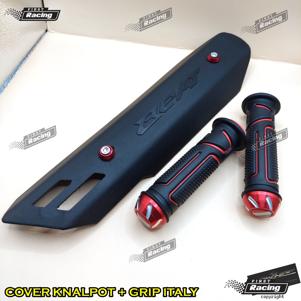 PAKET COVER TUTUP KNALPOT + GRIP BEAT KARBU BEAT FI BEAT ESP BEAT POP BEAT DELUXE BEAT STREET