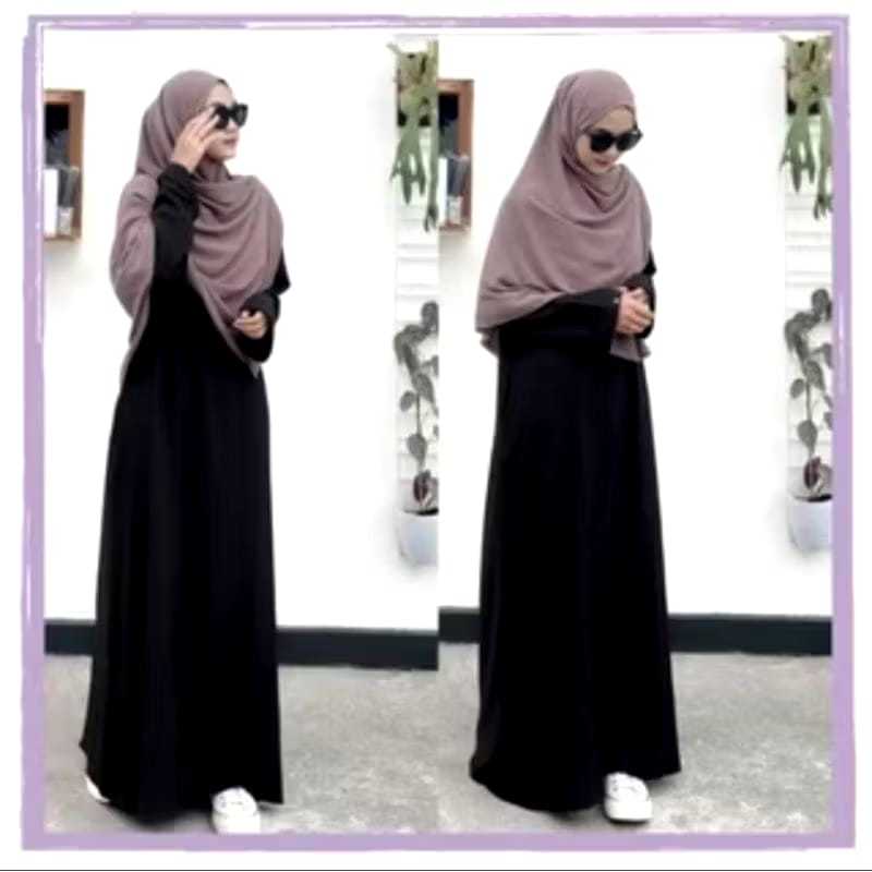 Gamis Hitam Panjang Qiana Abaya Hitam Arabian Wanita Muslim Remaja Dewasa
