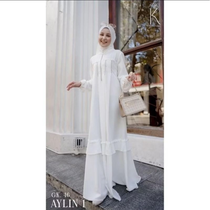 aylin dress by luna kemayu /gamis putih kemayu /galmis putih lebaran