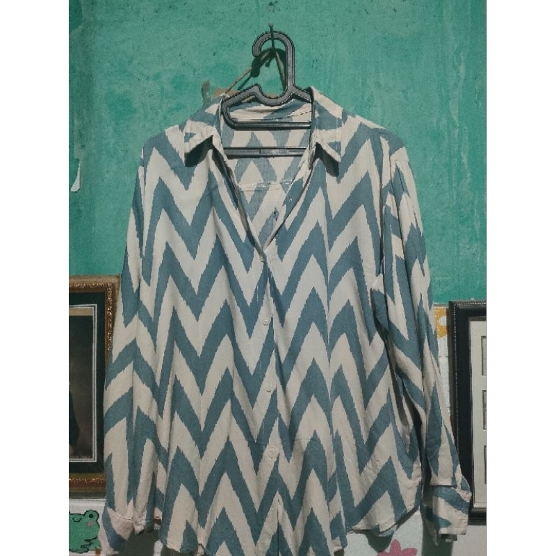 Kemeja Garis-Garis Lengan Panjang wanita