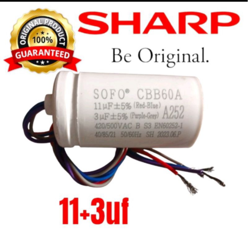 KAPASITOR MESIN CUCI 2 TABUNG SHARP ES-T65M ORIGINAL