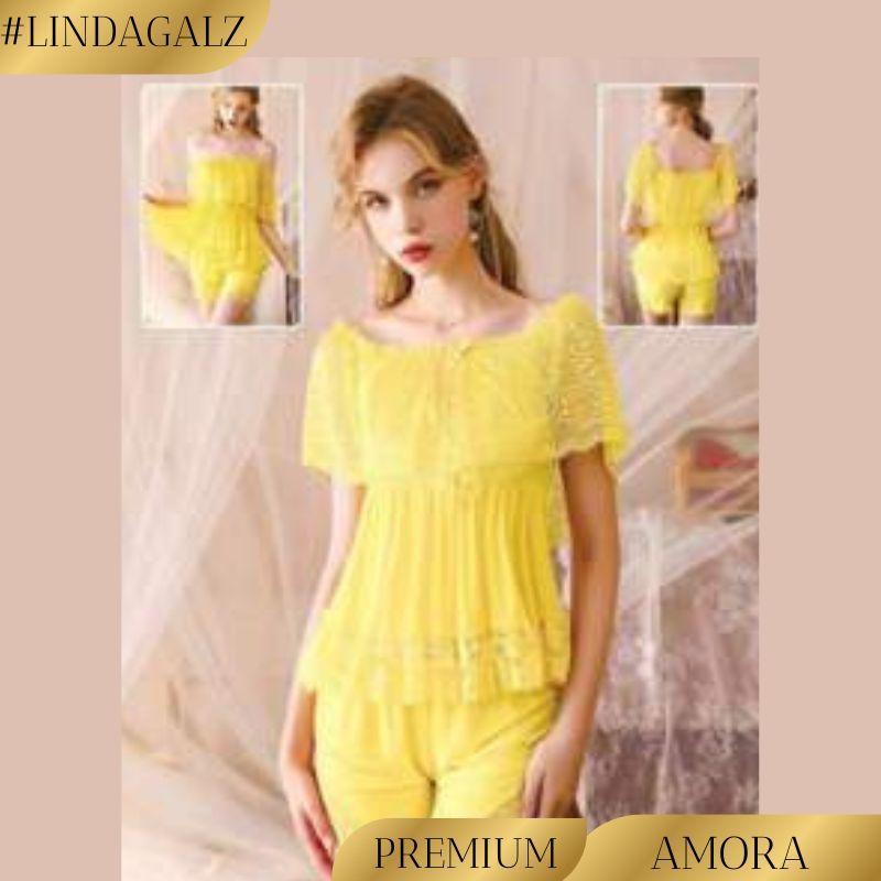 LindaGalz AMORA Sexy Lingerie Big Size Jumbo 1593 Baju Tidur Wanita Dinas Malam Lingerie Premium Baj