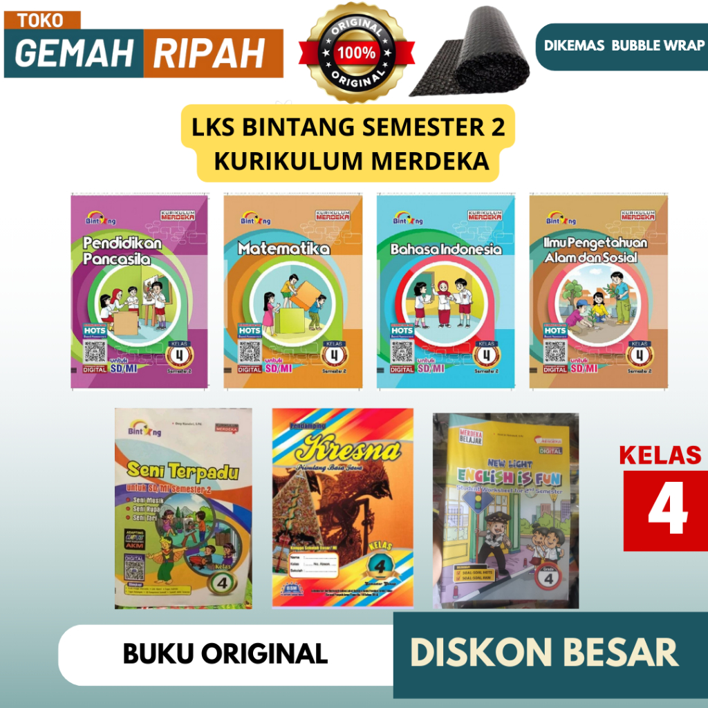 LKS BINTANG KELAS 4 SEMESTER 2 MATEMATIKA BAHASA INDONESIA PENDIDIKAN PANCASILA ILMU PENGETAHUAN ALA