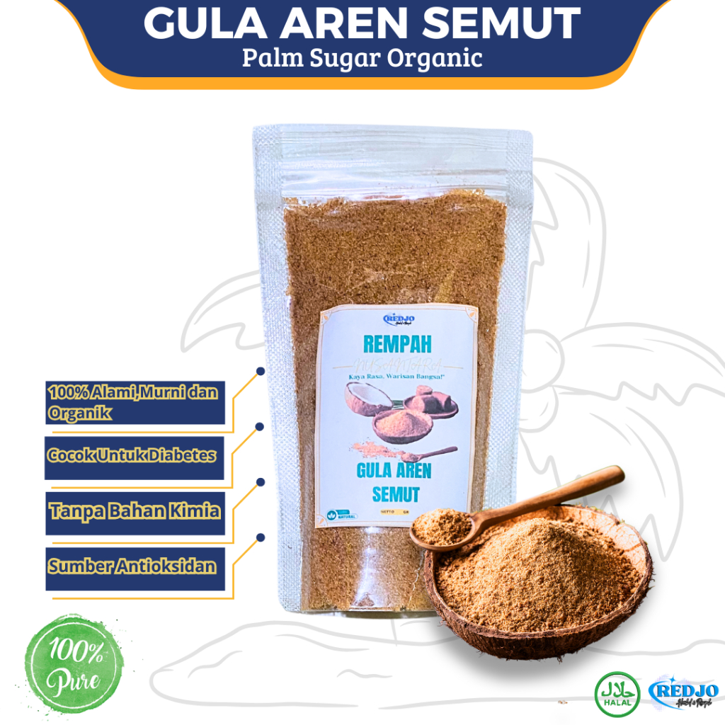 

100 GRAM Gula Aren Semut Bubuk Organik PALM SUGAR GRADE A+ 100% MURNI Organic Rempah JSR PREMIUM QUALITY