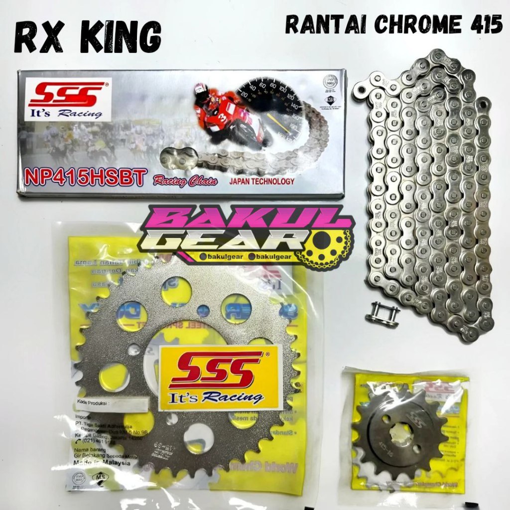 Gear set SSS RX KING 415 Rantai Chrome SSS HSBT ORIGINAL 100% (ky1)