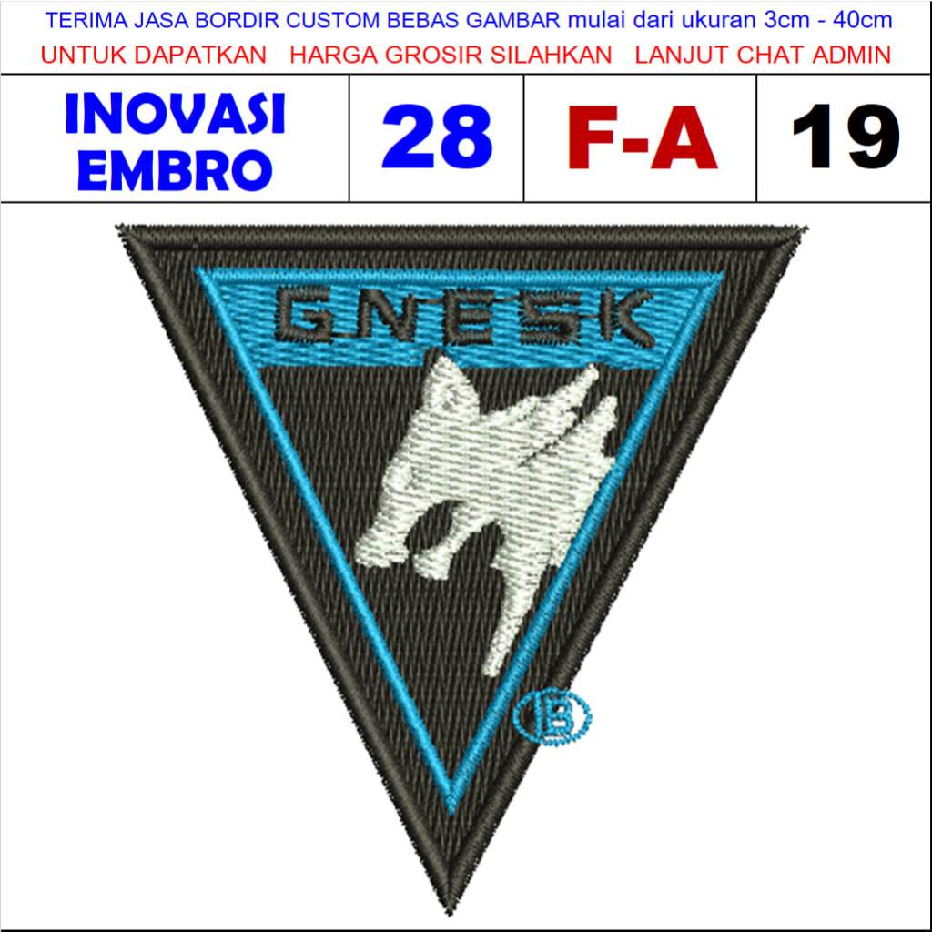 PATCH BORDIR LOGO F-A19 GNESK BREAKOUT AREA ARENA SERIGALA SEGITIGA - INOVASI EMBRO TESTIMONI