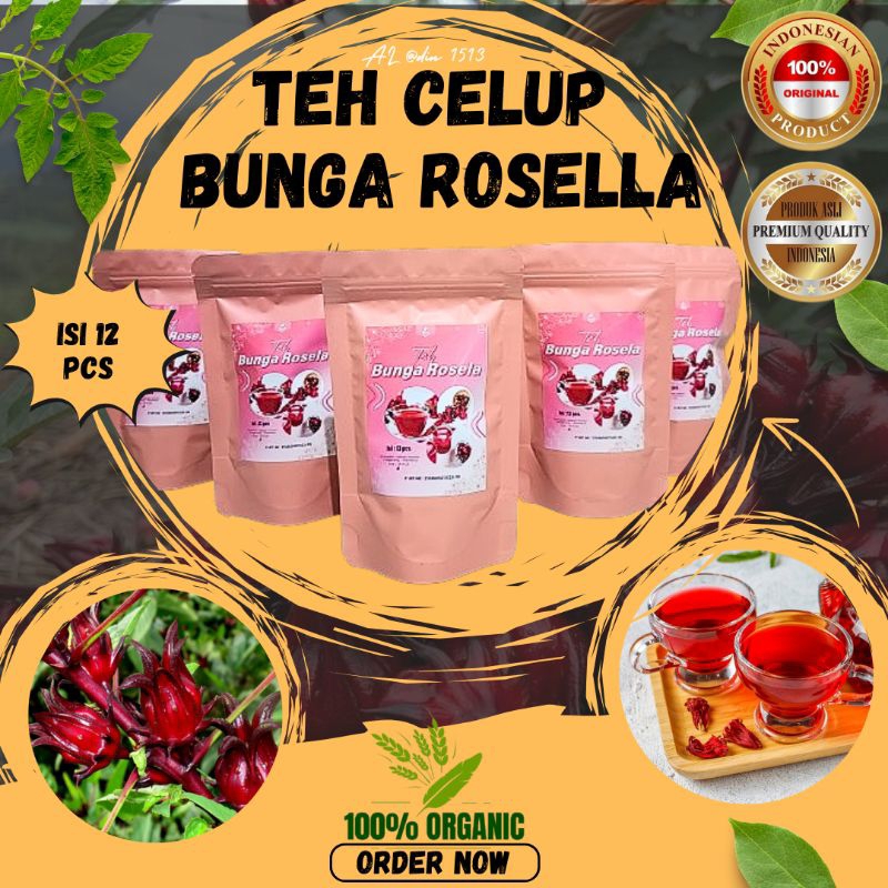 

Teh celup bunga Rosella merah/Teh bunga Rosella/Teh Rosella 12 tea bag kemasan ekonomis