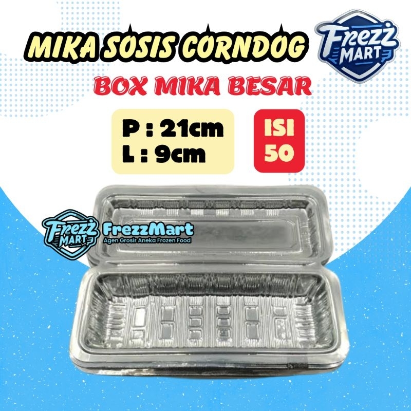 Mika Plastik Tray Box Sosis Besar Isi 50 Pcs H24 Bening Transparan Tempat Kue Donat Corndog