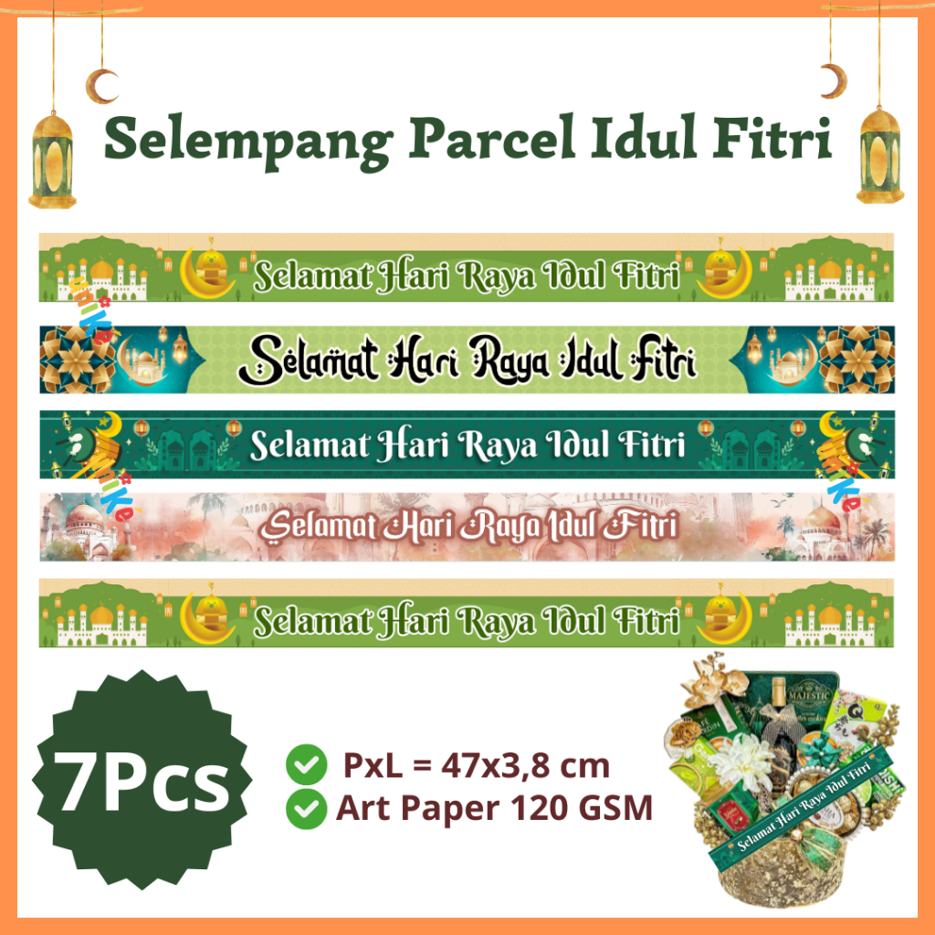 

7 Pcs - Pita Selempang Parcel Idul Fitri 47x3,8 cm Bingkisan Parsel Lebaran Eid Mubarak Hampers