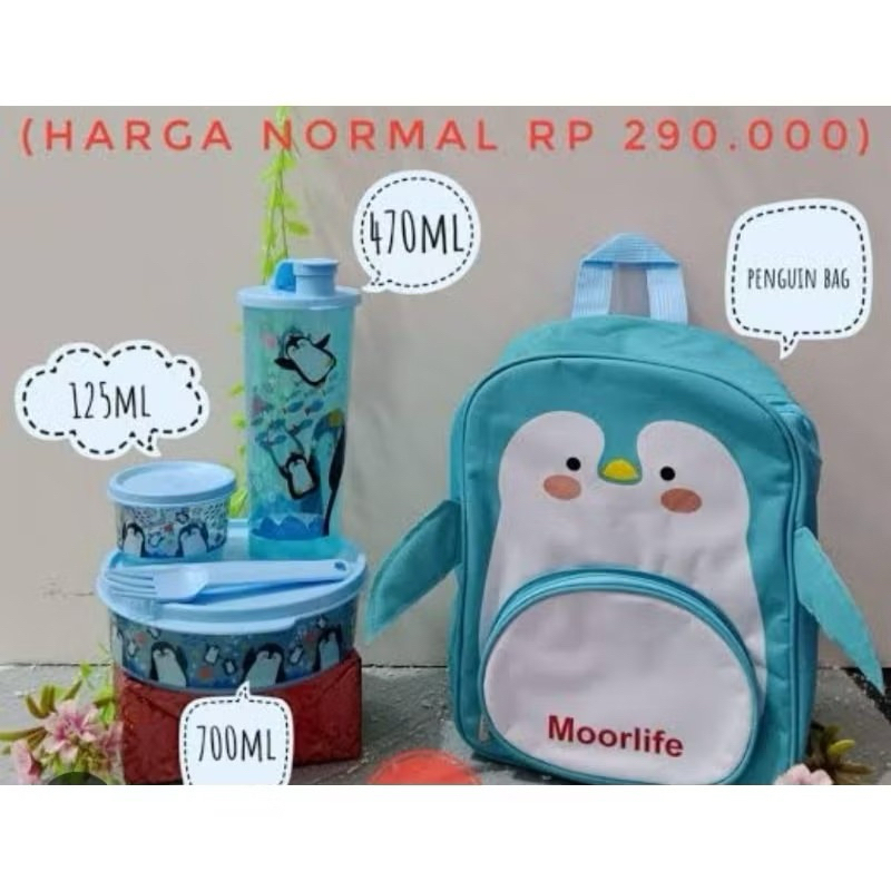 Tas bekal makan set pinguin moorlife