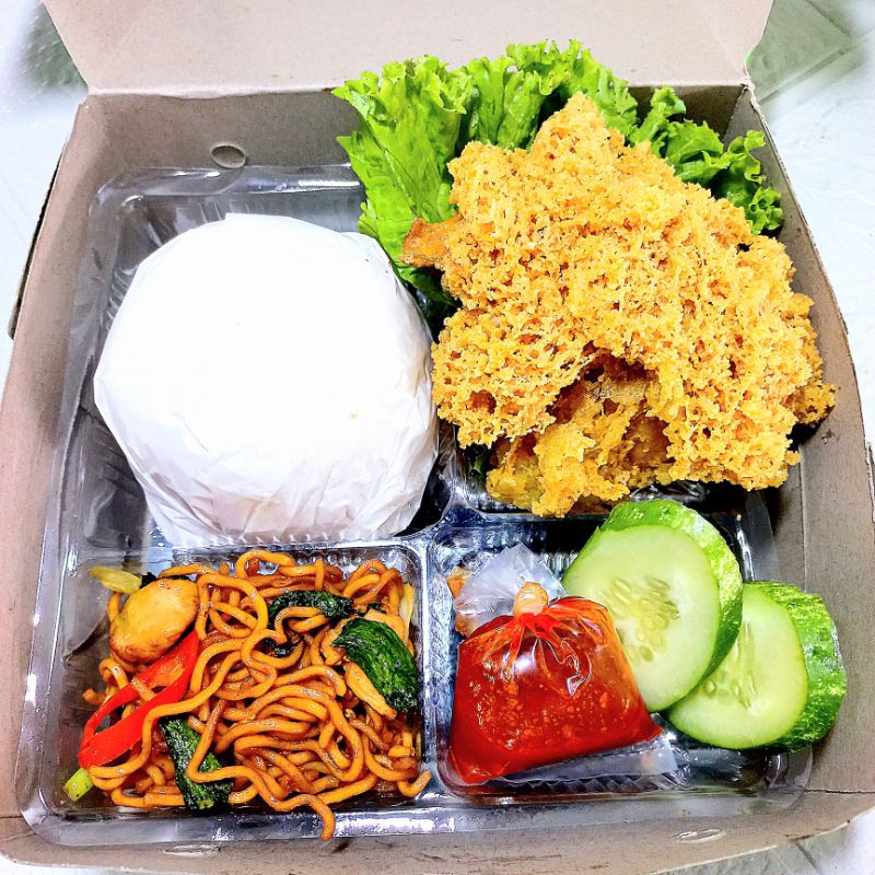 

Nasi Kotak /Nasi Box /Nasi Catering Siap Saji Isi Ayam Kremes 10 pcs / Happyyessfood