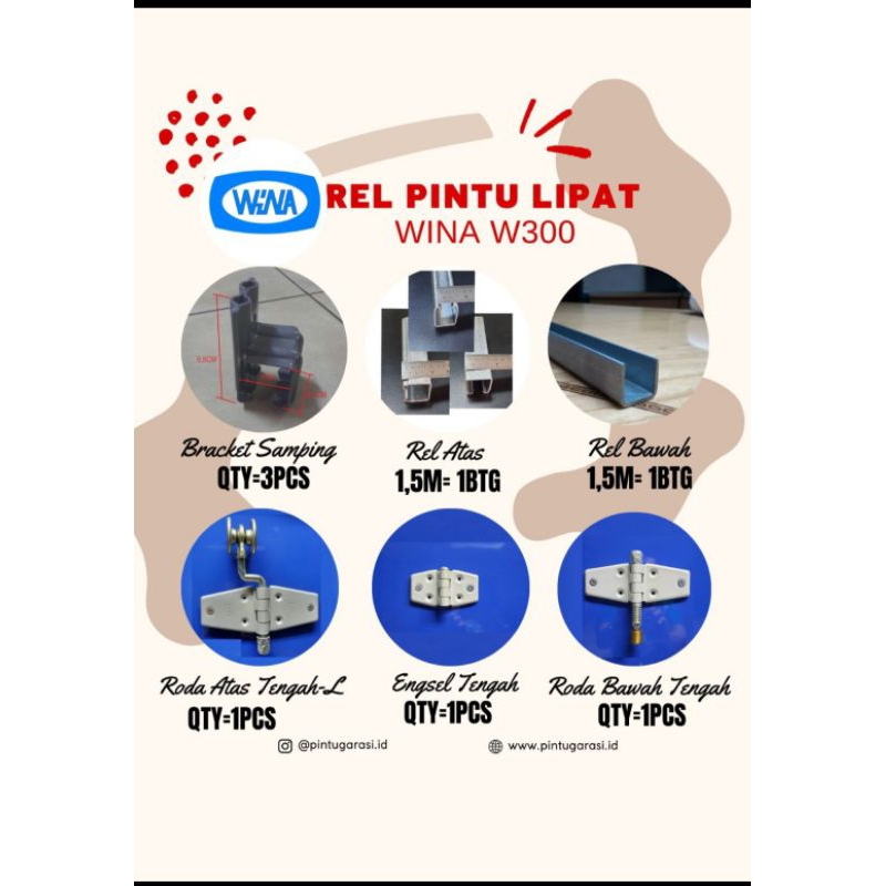 Rel Pintu Lipat untuk 3 Pintu, merk Wina W300