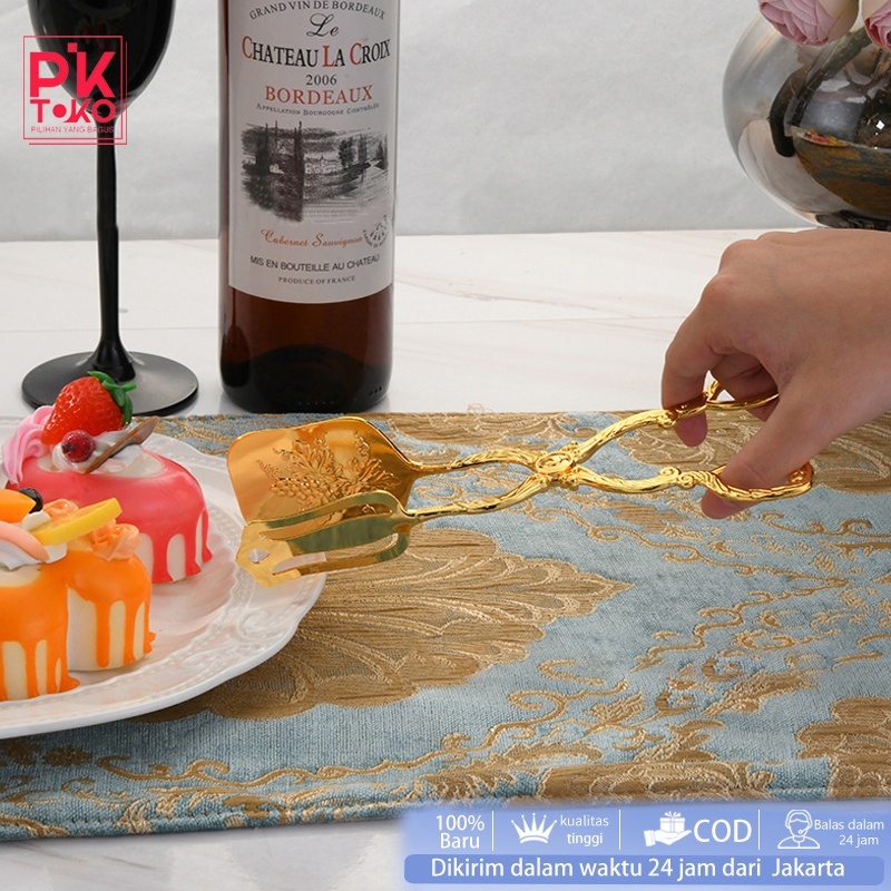 Capitan Kue Stainless Gold Jepitan Makanan Kue Dessert Klip Kue