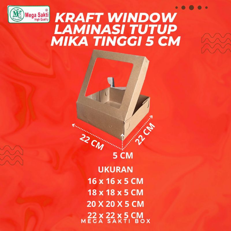 

(ISI 10 PCS) DOS / DUS KUE KRAFT WINDOW LAMINASI TINGGI 5 CM UK 16 CM, 18 CM, 20 CM, 22 CM / KARTON BOX / HAMPERS BOX