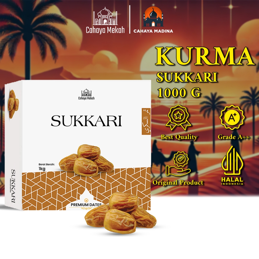 

Kurma Sukkari 1kg Halal Indonensi / Kurma Sukari Box 1000g Original Kurma Raja Basah