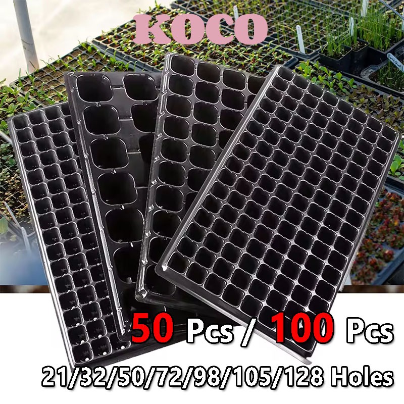 50/100 PcsTray Semai Alat Semai Benih Pot Hidroponik Potray 0.70mm Ketebalan Seedling Pot Tray Semai
