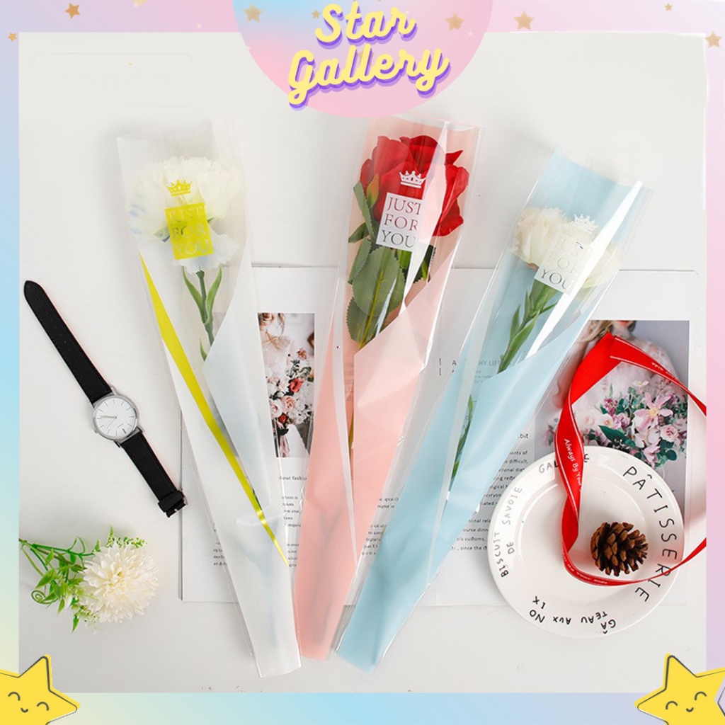 

(1 PACK ISI 50 LEMBAR) Plastik Single Flower Buket Bunga Single Flower Buket Motif List Single Rose SF18