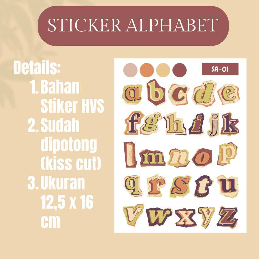 

[paww craft] Sticker Alphabet Stiker huruf A-Z dekorasi vintage aesthetic deco journaling retro cokelat hiasan scrapbook