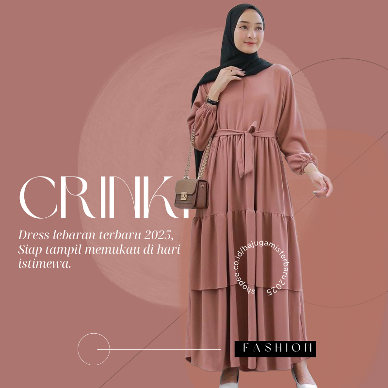 Baju Gamis Terbaru 2025 Lebaran Wanita Dress Muslim Kondangan Remaja Canda Susun Dres Kain Crinkle C
