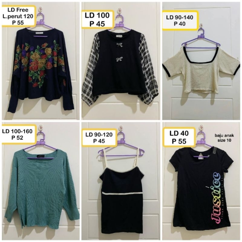(7) Blouse Atasan Wanita Big Size LD 160 150 140 130 120 110 Kaos Anak Wanita Singlet Jumbo Preloved