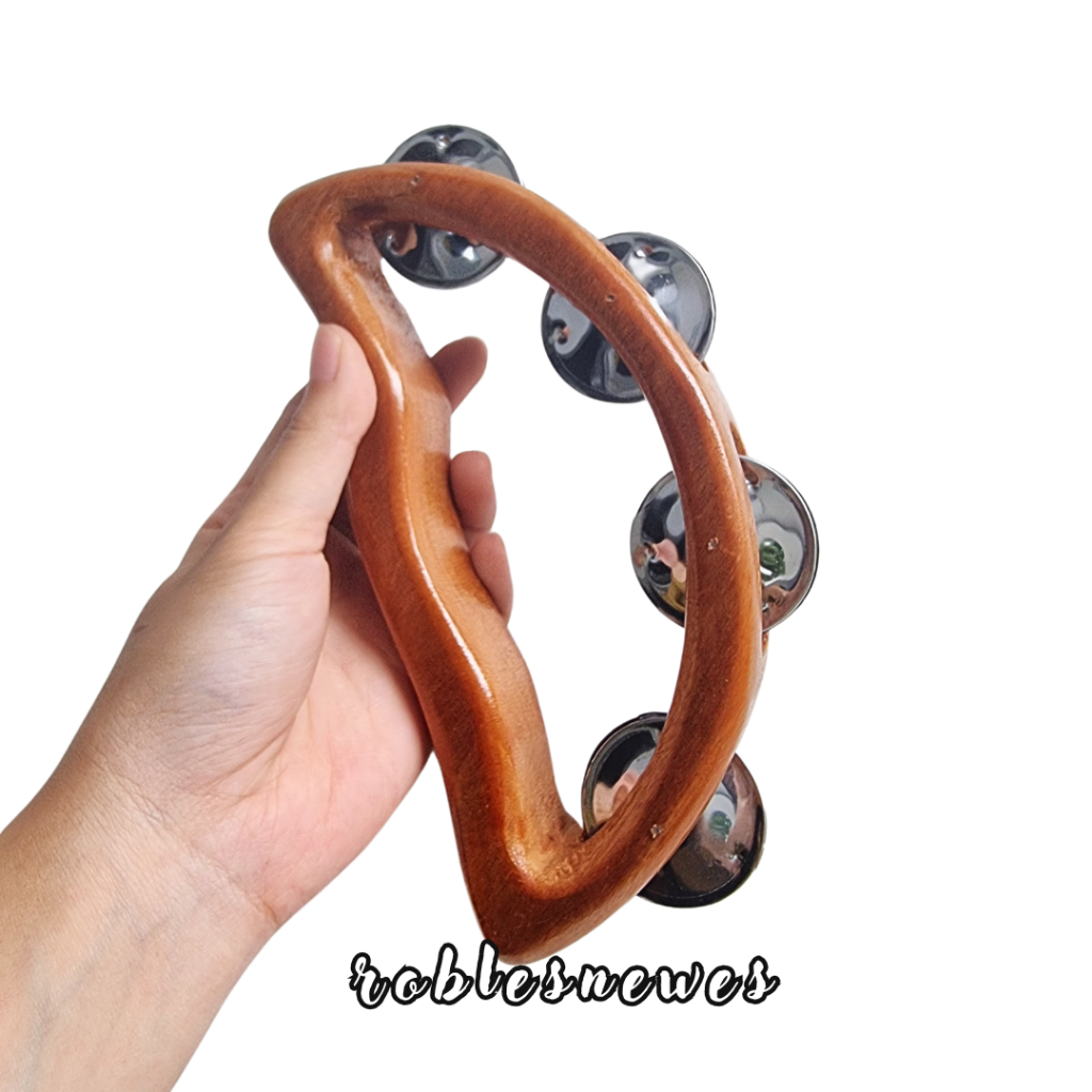 Tamborin kayu Alat Musik Perkusi Tamborin 4 Sabit Kecer Kecrek Icik Icik