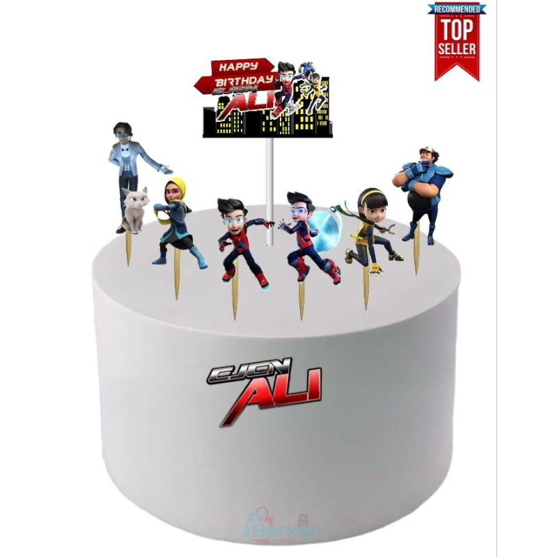 Topper Ejen Ali, topper cake, hiasan kue ulang tahun topper karakter Ejan Ali