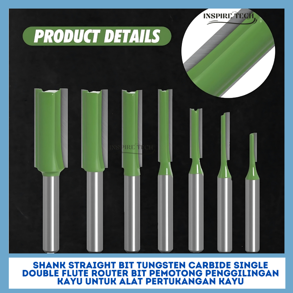 Mata Profil kayu lurus wood straight Router Bit shank set 7in1 6mm