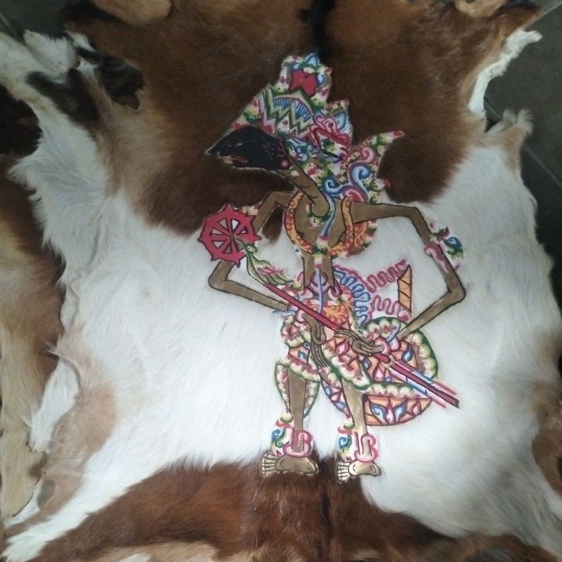 lukisan dewa krisna media kulit