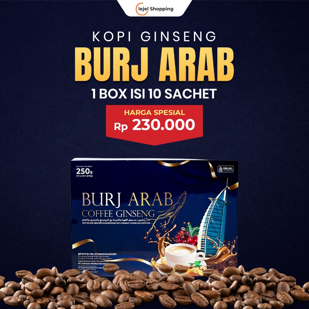 

BURJ ARAB 100% Original - Kopi dengan Sentuhan Ginseng Stamina untuk imunitas dan kesehatan tubuh